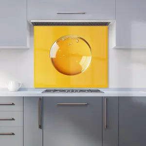 Solitary Yellow Bubble: A Closer Look Premium Glass Kitchen Splashback W600mm x H750mm