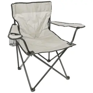 Harbour Housewares Folding Canvas Camping Chairs - Matt Black/Beige - Pack of 2