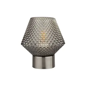 Lighting Collection Textured Smoked Glass Table Lamp