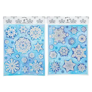 Christmas Stickers Glitter Snowflake 1 x Varied Design 42cm x 30cm Blue