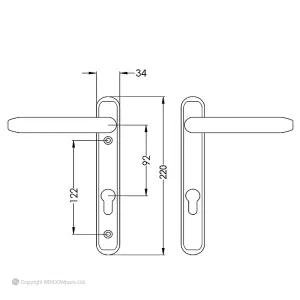 G-U Lever/Lever Inline Door Handle - Satin Gold - Suitable for uPVC and composite exterior doors - 118403