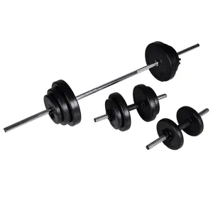 Workout Bench with Weight Rack, Barbell and Dumbbell Set 30.5kg