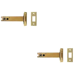 2 PACK - 104mm Tubular Deadbolt Lock & 8mm Follower - Electro Brassed Bathroom Turn