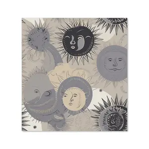 Grey Black Abstract Moon and Sun Premium Glass Kitchen Splashback W600mm x H750mm