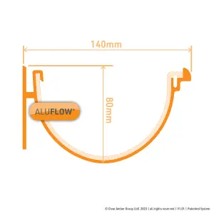 Aluflow White Half round Gutter length (L)4m