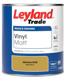 Leyland Trade Vinyl Matt Walls & Ceilings Emulsion Paint Glorious Gold (PPG1107-6) 1L