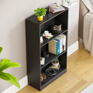 Vida Designs Cambridge Black 3 Tier Medium Bookcase Freestanding Shelving Unit (H)1080mm (W)600mm (D)240mm