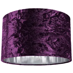 Modern Crushed Velvet Lamp Shade with Shiny Paper Inner Purple / 20cm H x 30cm W x 30cm D