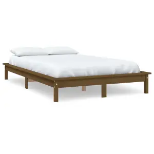 Berkfield Bed Frame Honey Brown 140x190 cm Solid Wood Pine