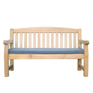 Zest Emily Wooden Garden Bench 3 Seater 5ft Seat Pad Outdoor Cushion Grey