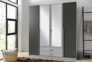 LIVERPOOL Grey 4 Door 2 Drawer Wardrobe