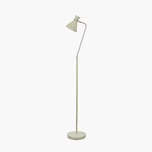 Sage Green Brushed Silver Metal Floor Lamp