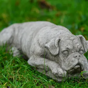 Boxer Dog Stone Statue Outdoor Garden Ornament British Made Puppy Sculpture