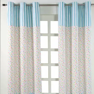 Homescapes Cotton Multi Stars Ready Made Eyelet Curtain Pair, 137 x 182 cm Drop