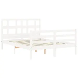 Berkfield Bed Frame with Headboard White 140x200 cm Solid Wood