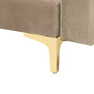 Corner Sofa with Ottoman ABERDEEN Sand Beige Velvet Left Hand