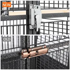 Yaheetech Black Metal Bird Cage with Playtop and Casters