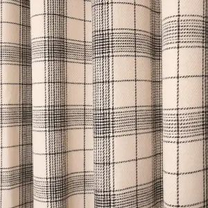 Woven Check Print Pair of Curtains, Cream - 90 x 90