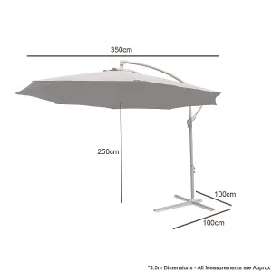 KCT Garden Parasol 3.5M Large Black Patio Cantilever