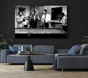 The Rat Pack 4 Playing Pool Canvas Print Wall Art - Medium 20 x 32 Inches