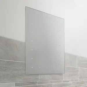 First Choice Lighting Battery Operated LED Illuminated Bathroom 60cm Dot Rectangular Mirror