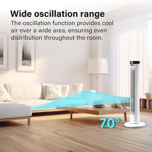 36" Tower Fan Electric Cooling Fan with Remote Control Oscillating Fan Quiet - White