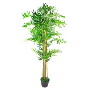 150cm (5ft) Natural Look Artificial Bamboo Plants Trees - XL with Gold Metal Planter