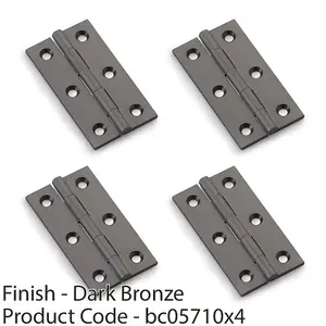 4 PACK - PAIR Solid Brass Cabinet Butt Hinge - 64mm - Dark Bronze Premium Cupboard