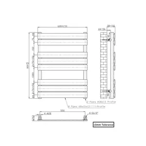 Flat Panel Heated Towel Rail Radiator Bathroom Warmer Black / 80cm H x 60cm W x 6.2cm D