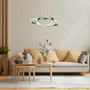 Milagro Craft Chrome LED Pendant Light 45CM Diameter Elegant Chrome Curves House The Efficient 46W(190W) LED Light Source