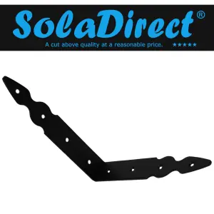 Pack of 1 x Black Corner Bracket - 200 x 200 mm Steel Right Angle Braces L Shaped Metal Bracket 90 Degree Corner Braces