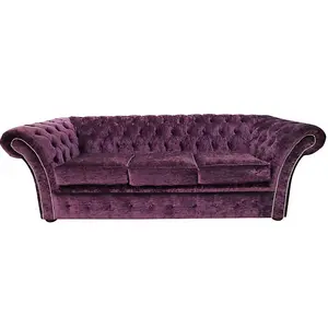 Chesterfield 3 Seater Sofa Modena Amethyst Purple Velvet In Balmoral Style