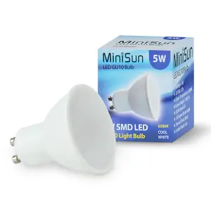 ValueLights White Indoor Wall Spotlight and GU10 Spotlight LED 5W Cool White 6500K Bulb