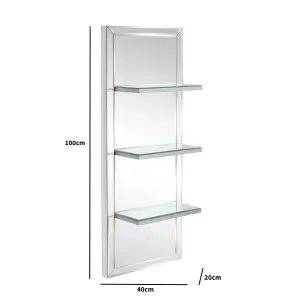 Melody Maison Mirrored Wall Mounted Shelving Unit