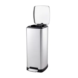 Stainless Steel Pedal Bin Trash Can Kitchen Bin Recycling Rubbish Bin 30L