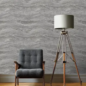 Vasari Onyx Silver Textured Wallpaper