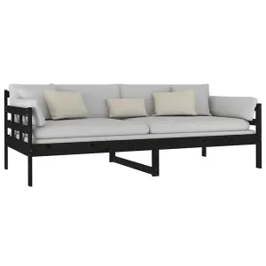 Berkfield Day Bed Black Solid Wood Pine 90x200 cm