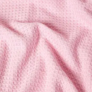 Homescapes Organic Cotton Waffle Blanket/ Throw Pink, 228 x 228 cm