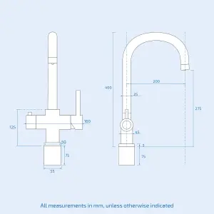 Nes Home Instant Boiling Water Kitchen Single Lever Tap Round Chrome with Heating Tank