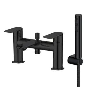 Bathroom Basin Mono Mixer Tap & Bath Shower Mixer Set Including Wastes - Matt Black