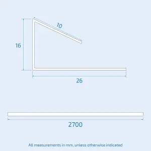 Nes Home Starter/End Chrome Trim 2700mm Length (cladding size suitability 10mm)