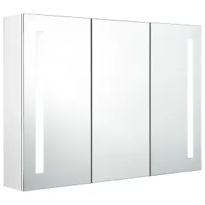 Berkfield LED Bathroom Mirror Cabinet 89x14x62 cm Shining White