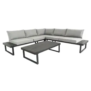 Santorini Corner Grey Garden Sofa Set with Cushions