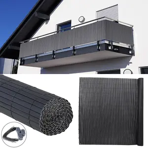 Dark Grey PVC Privacy Fence Sun Blocked Garden Screen Panel Blindfold for Balcony L 3m x H 1m