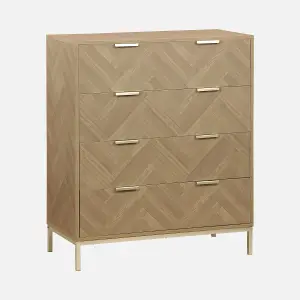 sweeek. 4-drawer herringbone chest Budapest Natural 80x40x95 cm