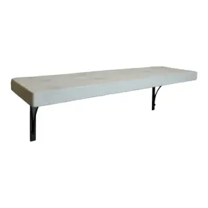 Solid Wood Handmade Rustical Shelf White 225mm 9 inch with Black Metal Bracket BOW Length of 190cm