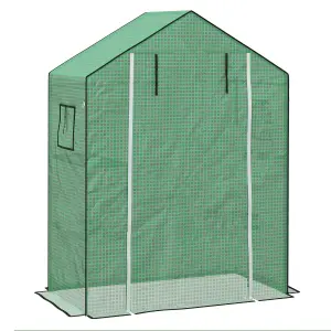 Outsunny PE Greenhouse Cover Replacement with Door and Mesh Windows, Green