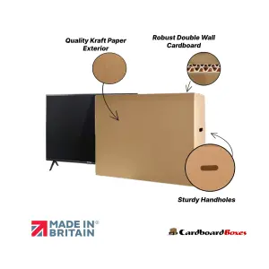 85" TV Double Wall Cardboard Box Kit with Foam Corners and Bubble Wrap.