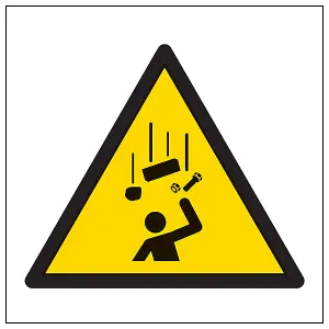 Warning Falling Objects Logo Safety Sign Rigid Plastic 200x200mm (x3)