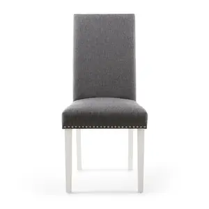 Richard Upholstered Dining Chair (Set of 2) Steel Grey Linen Effect / White